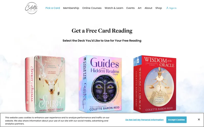 Screenshot of Colette Baron-Reid Pick a Card