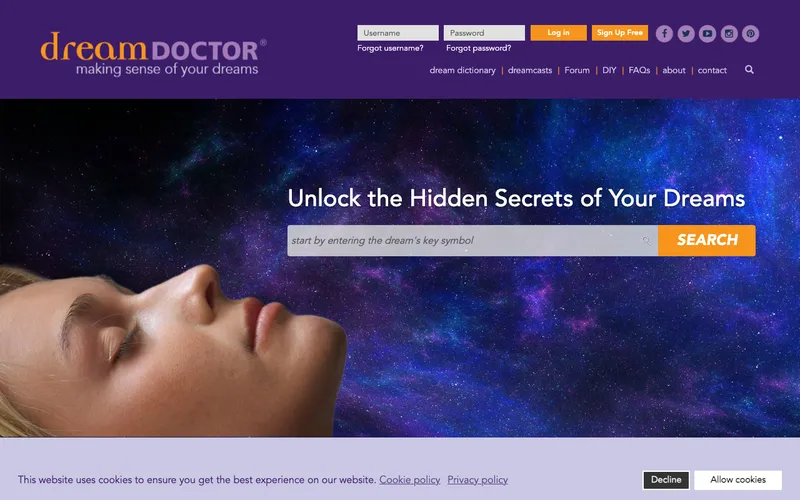 Screenshot of Dream Doctor homepage