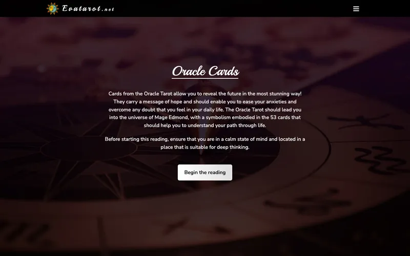 Screenshot of EvaTarot Oracle Cards