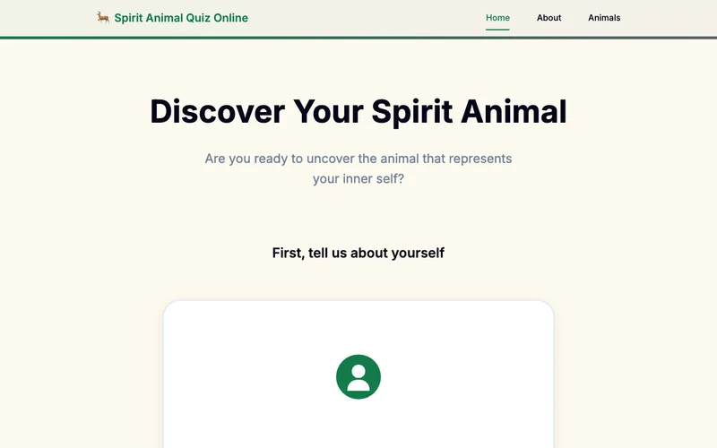 Screenshot of Spirit Animal Quiz Online