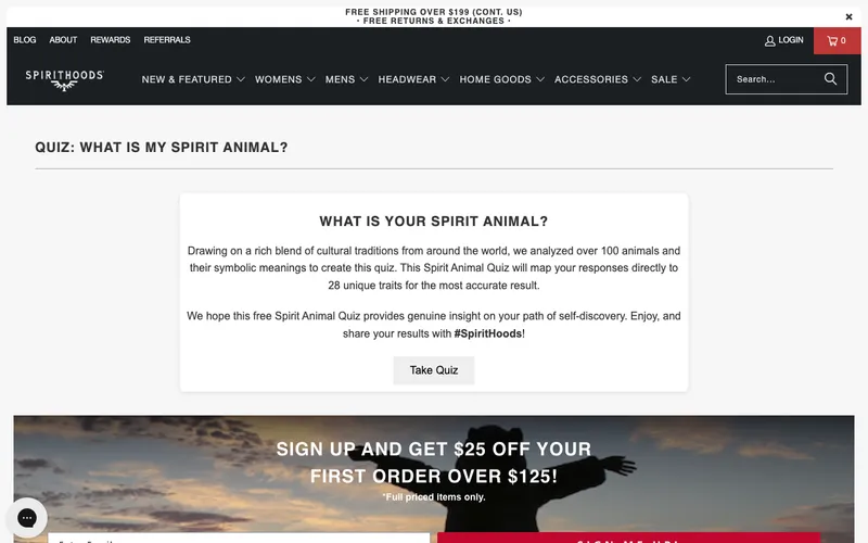 Screenshot of SpiritHoods Spirit Animal Quiz