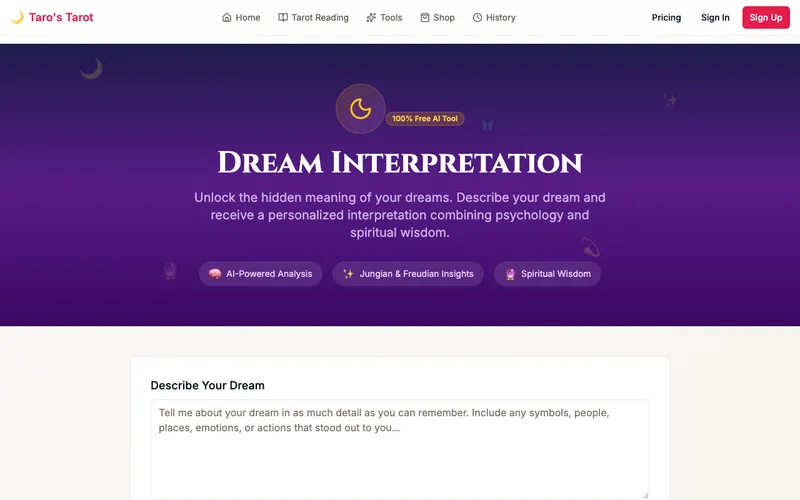 Taro's Tarot — free AI dream interpretation tool