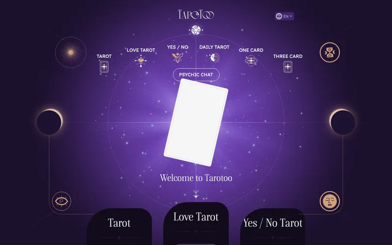 Screenshot of Tarotoo homepage