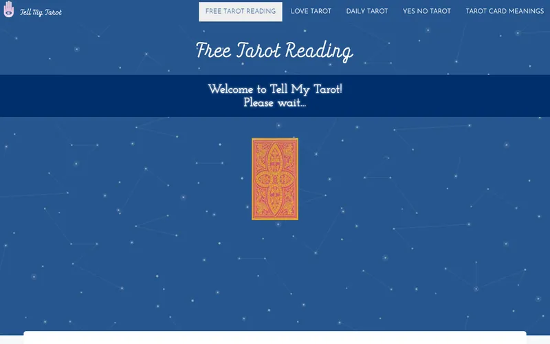 Screenshot of TellMyTarot homepage