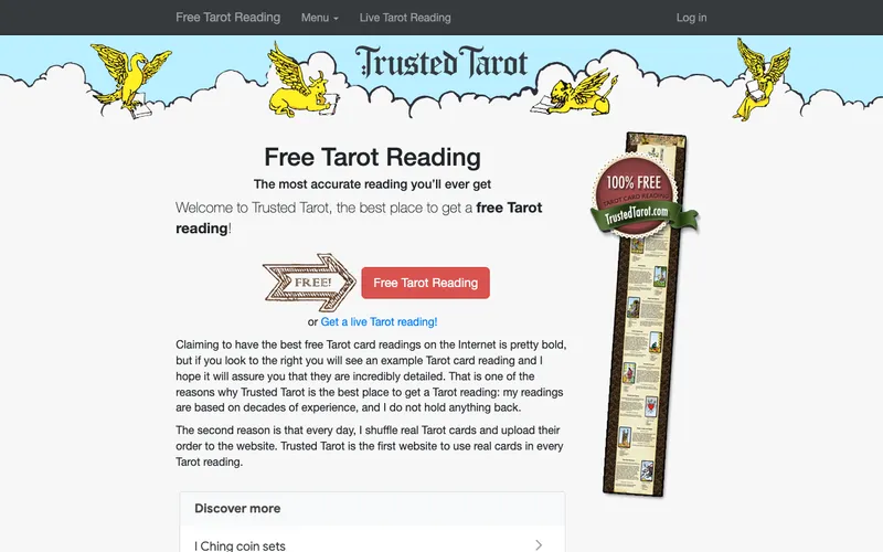 Screenshot of Trusted Tarot homepage