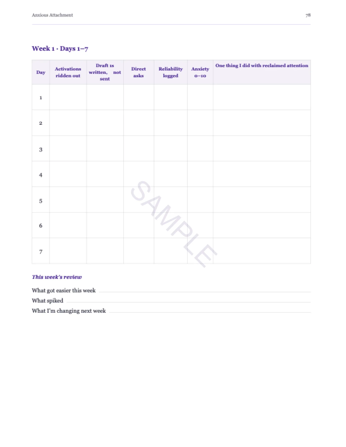 Sample page — the 21-Day Steadiness Tracker