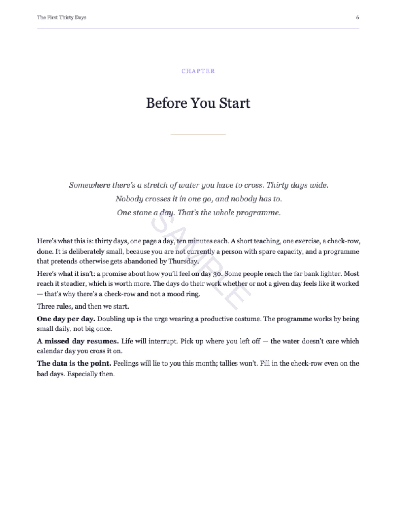 Sample page — the baseline assessment