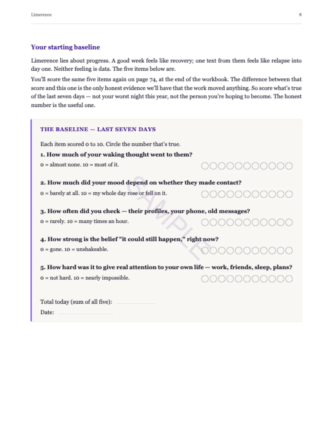Sample page — the Baseline assessment