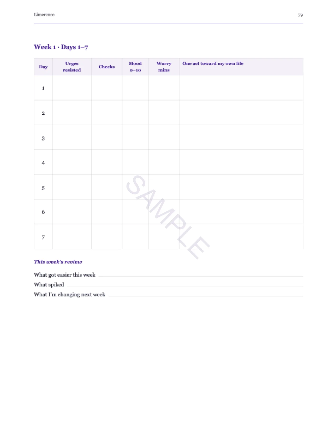 Sample page — the 21-Day Loop Tracker
