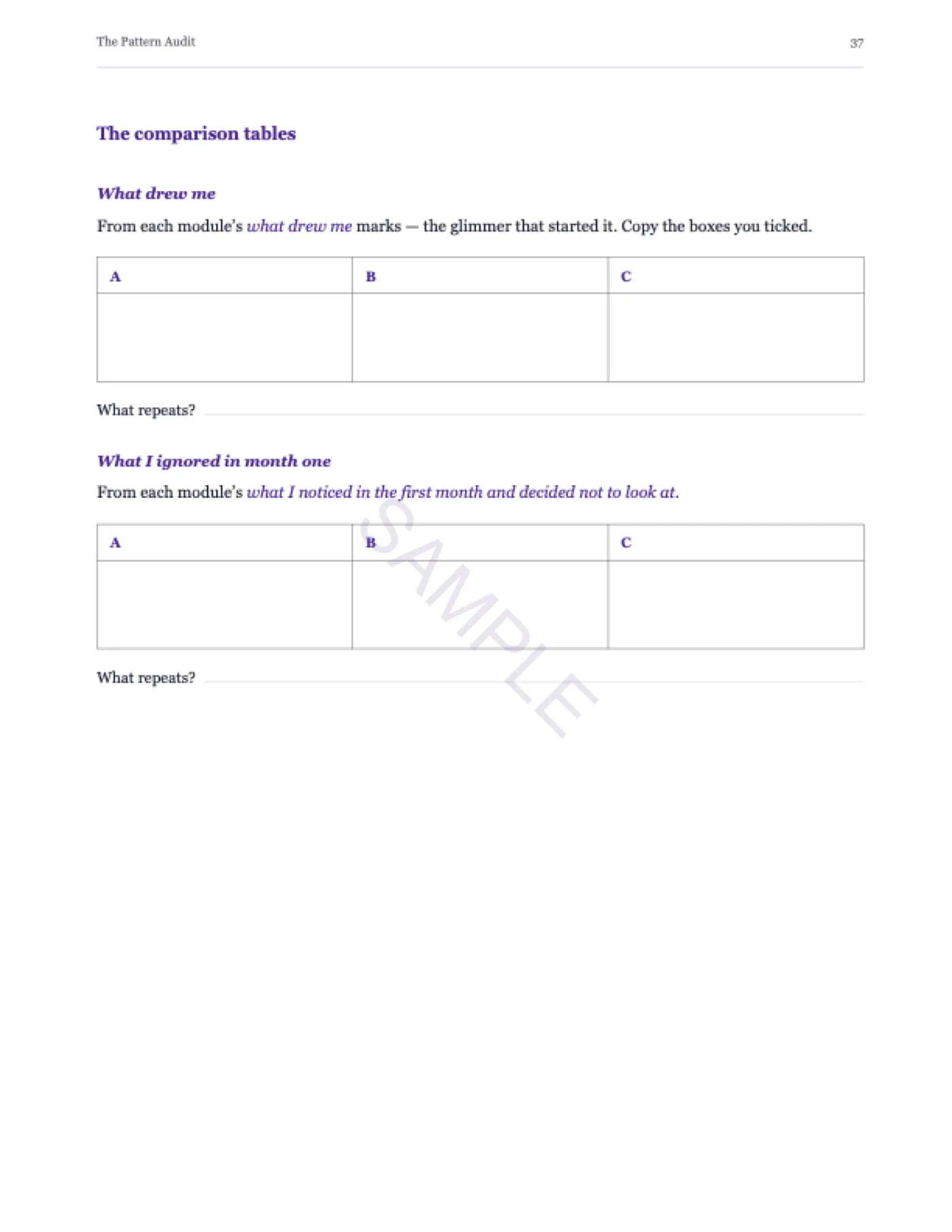 Sample page — the comparison tables
