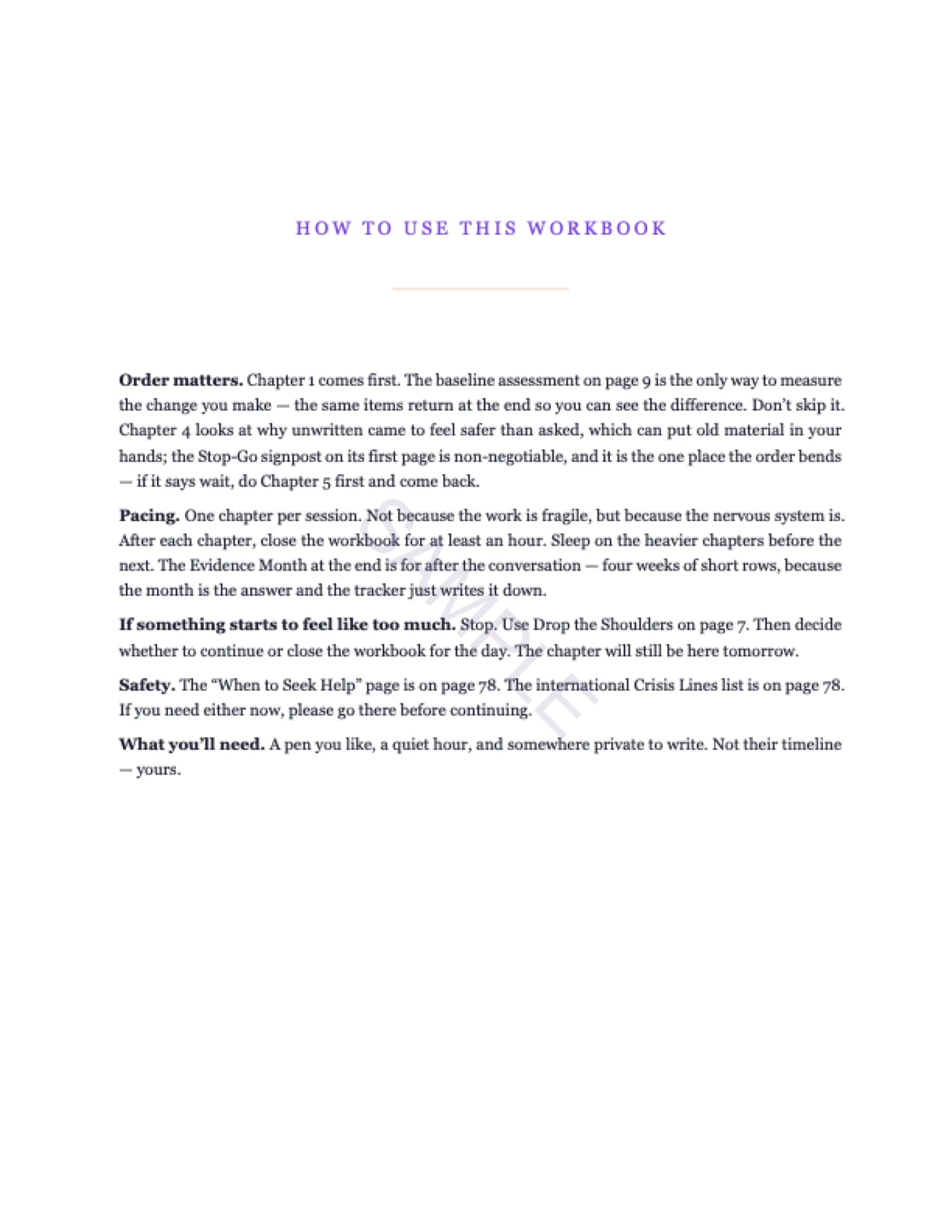 Sample page — inside the workbook