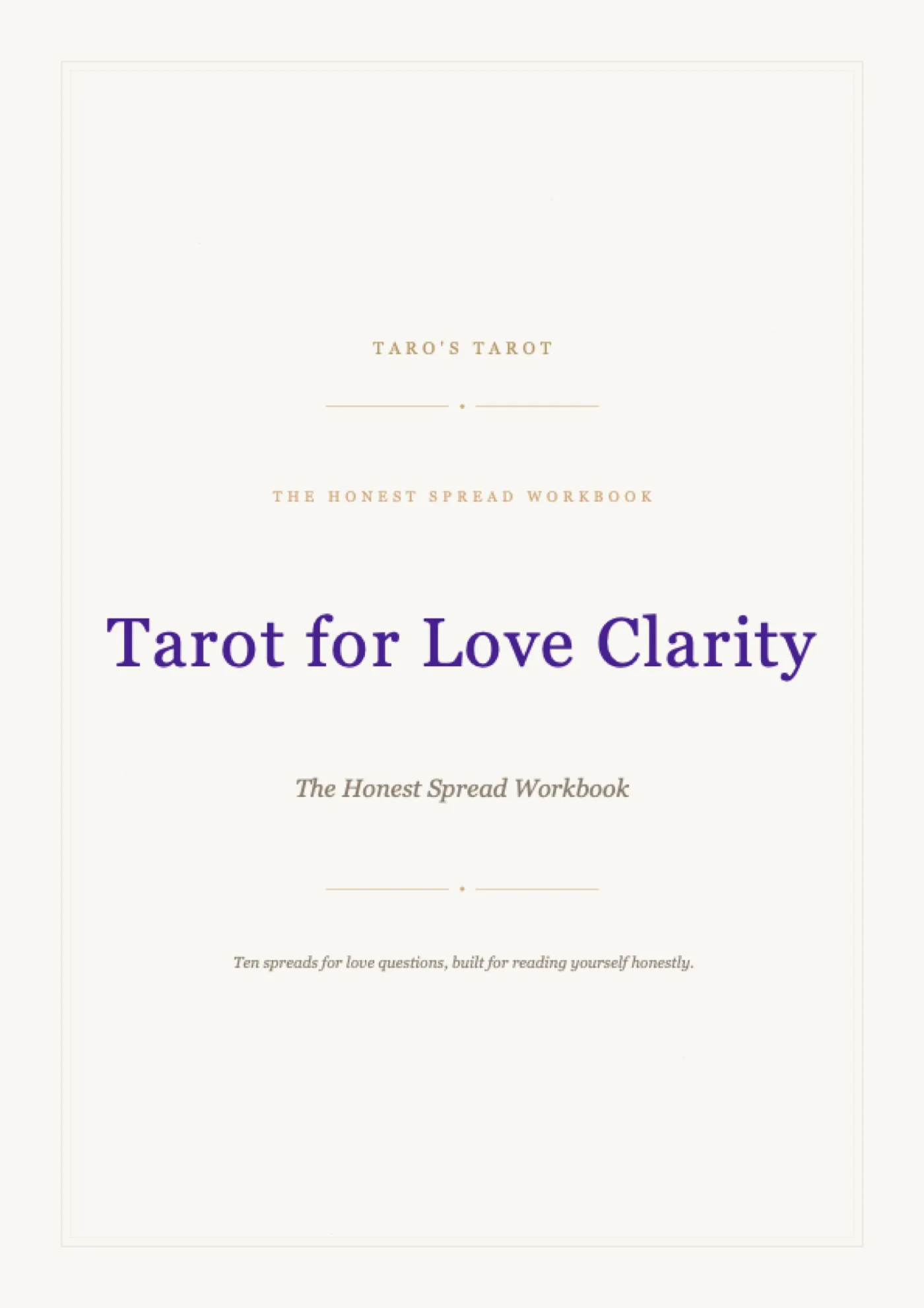 Tarot for Love Clarity: The Honest Spread Workbook — Cover