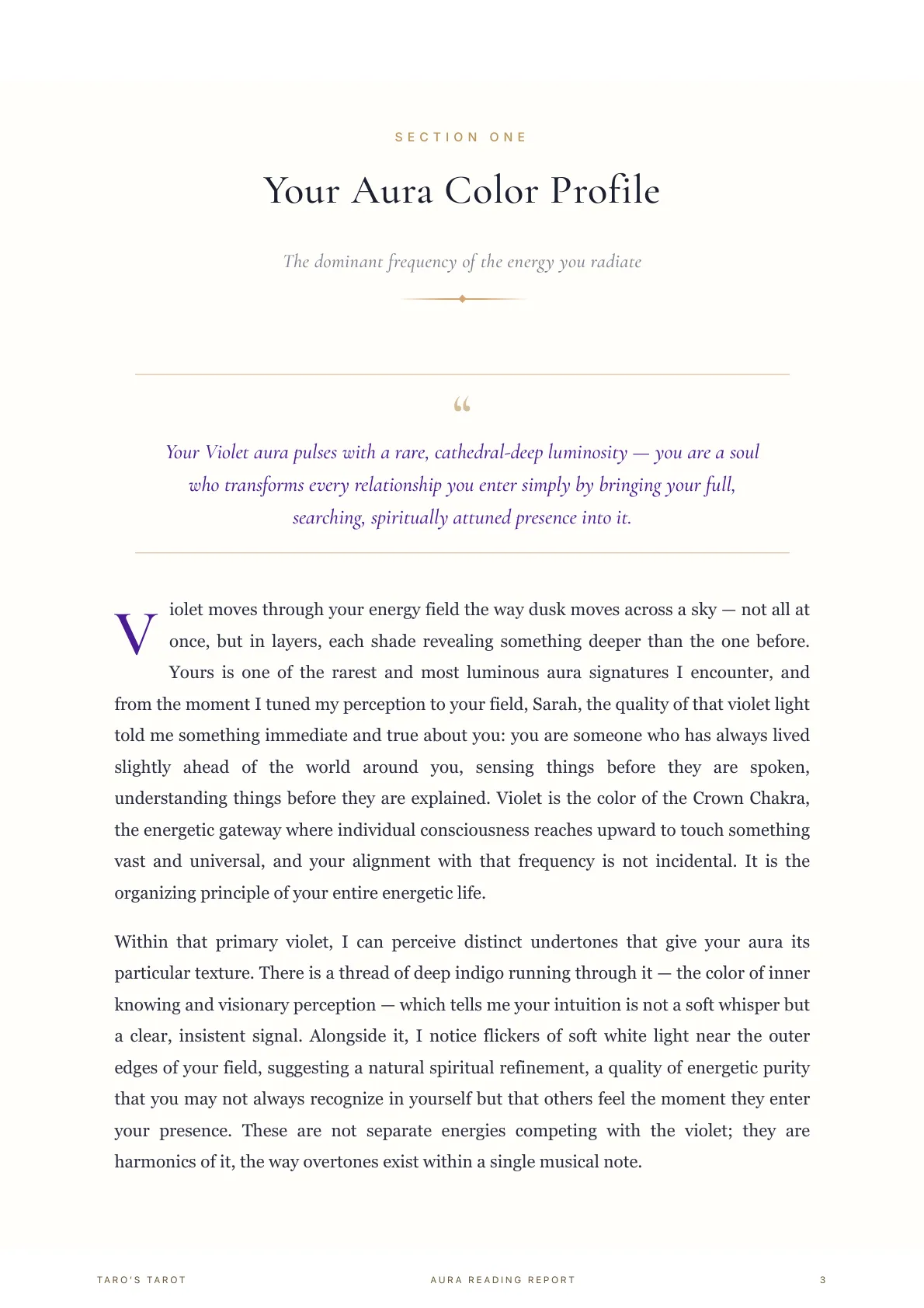 Aura Reading Report sample inside page