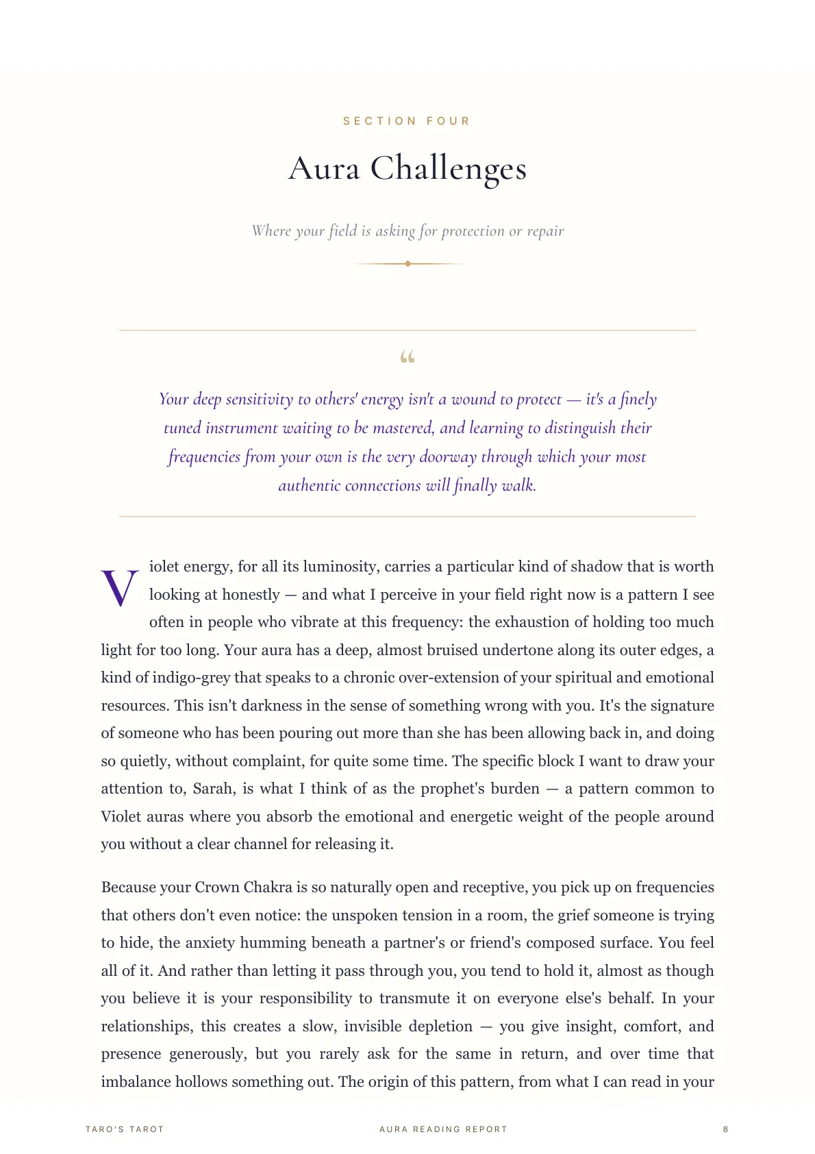 Aura Reading Report sample inside page