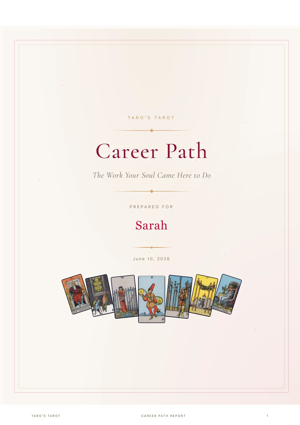 Career Path Report sample cover page
