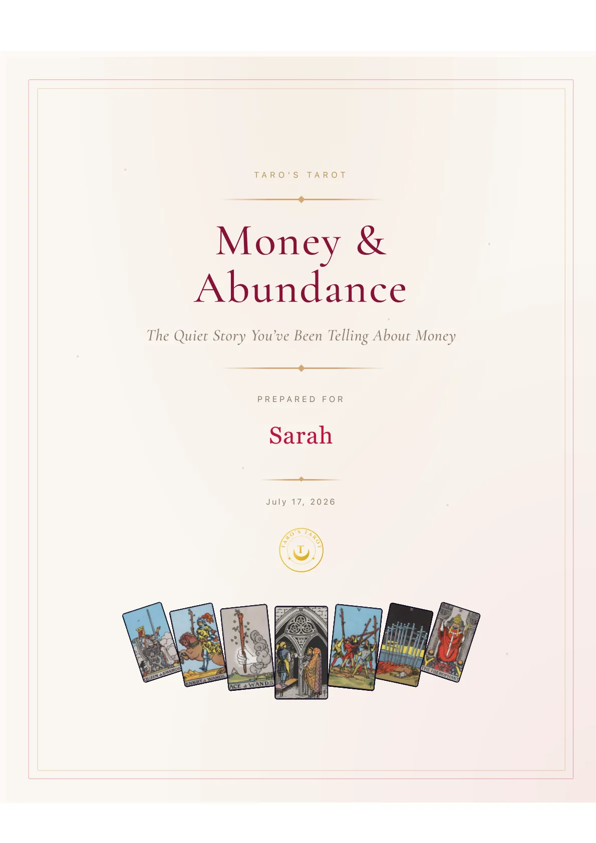 Money & Abundance Report sample cover page