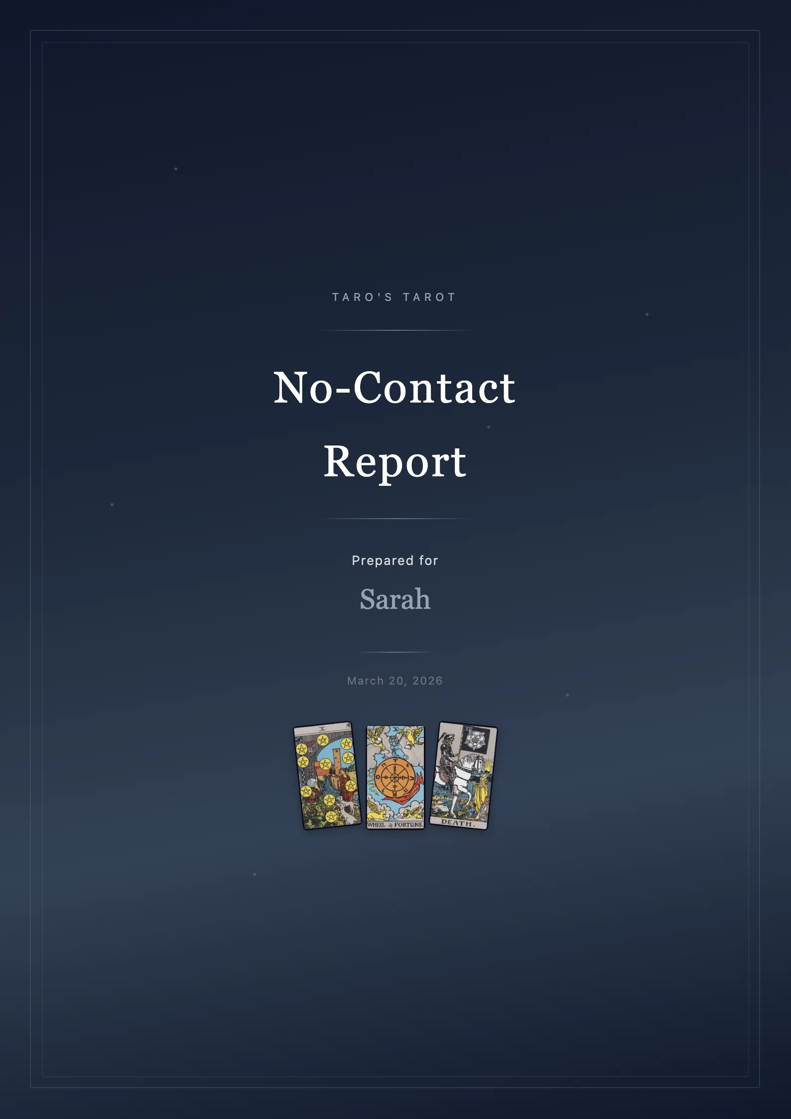 No-contact report cover page