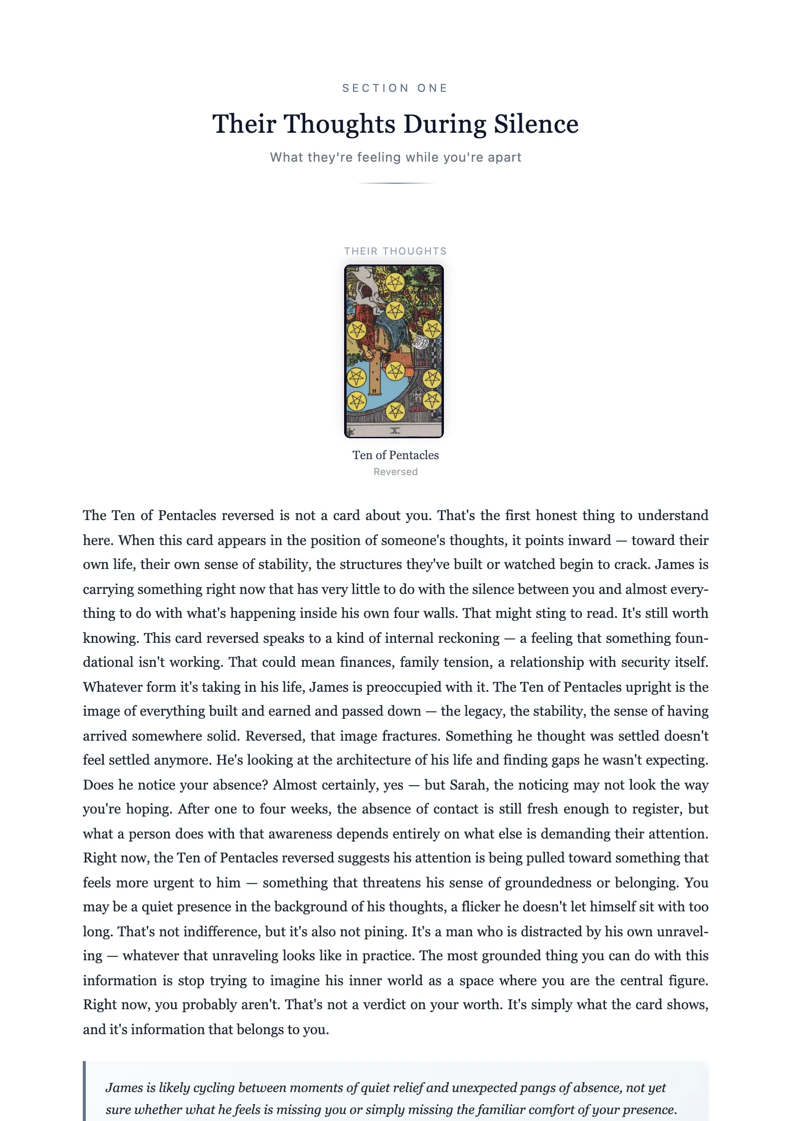 Their thoughts during silence page