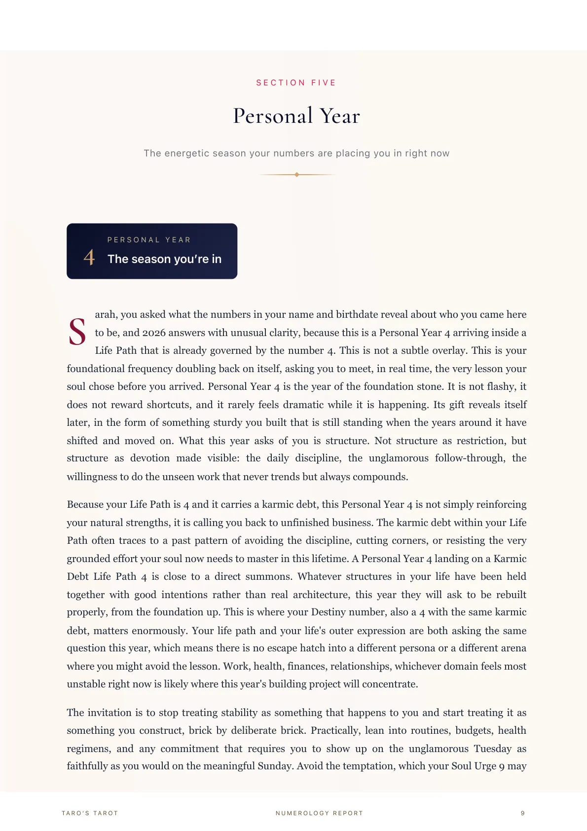 Complete Numerology Report sample inside page
