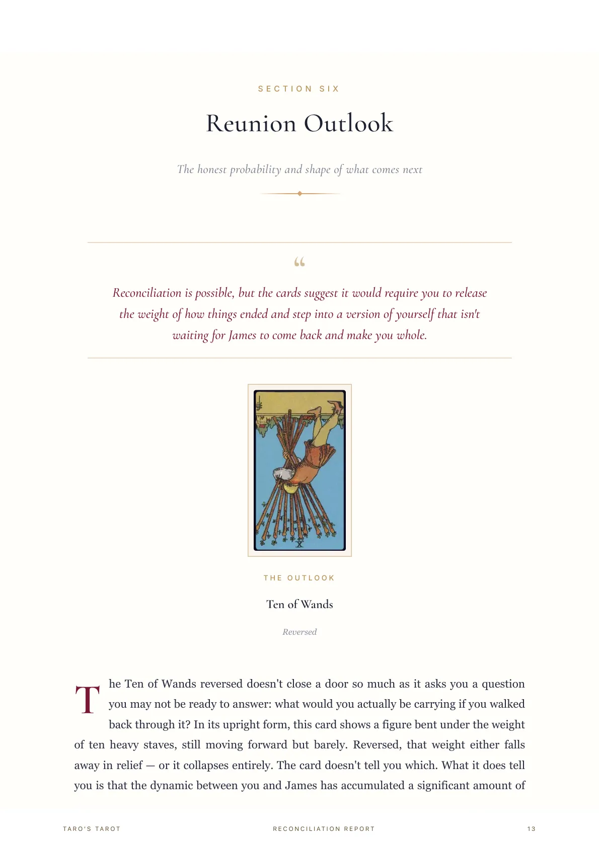Reconciliation Report sample inside page