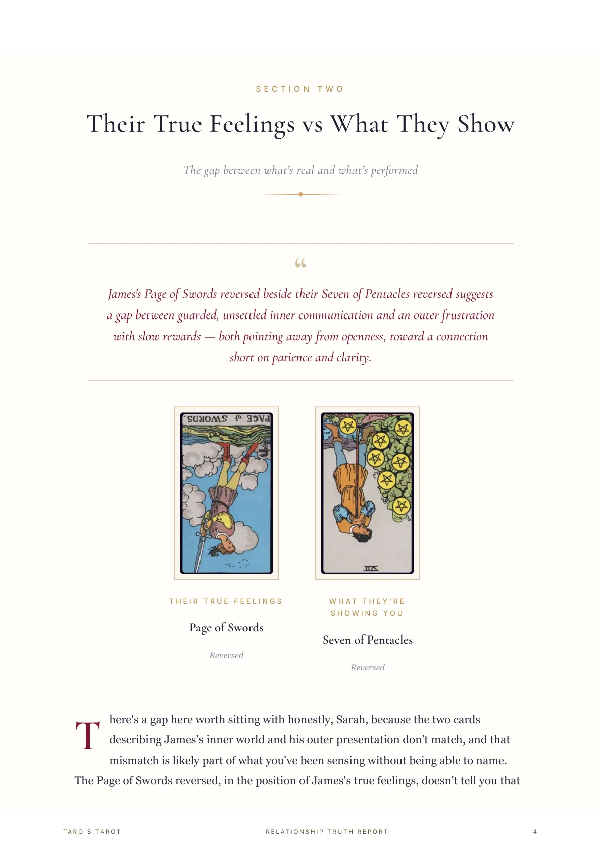 Relationship Truth Report sample inside page