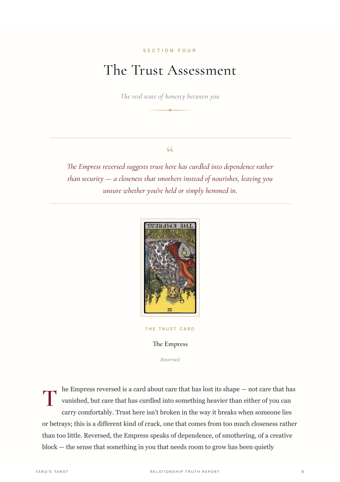 Relationship Truth Report sample inside page