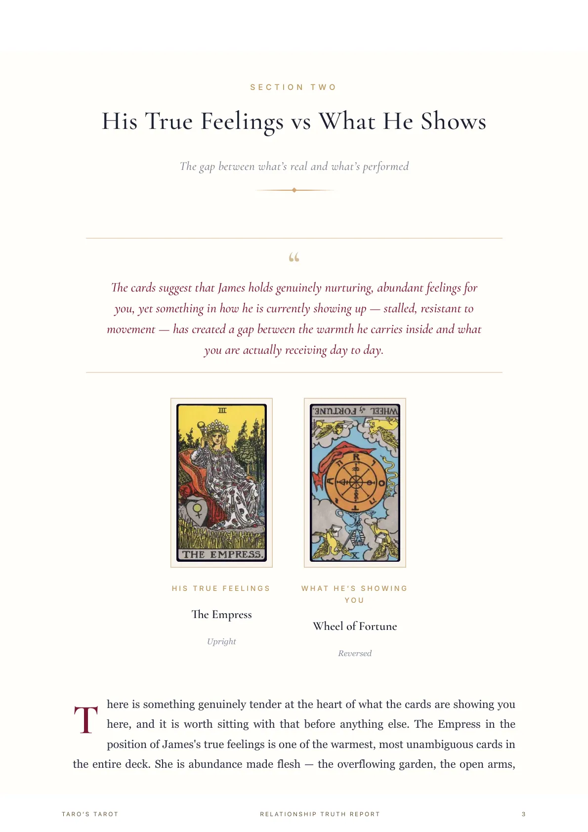 True feelings analysis page