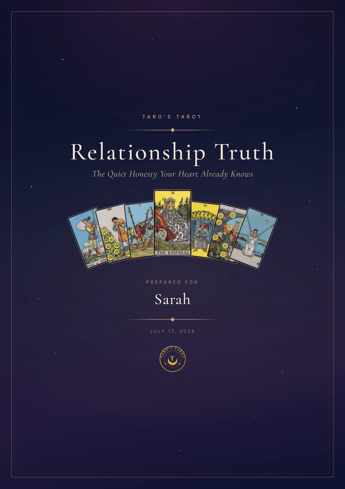 Relationship Truth Report sample cover page