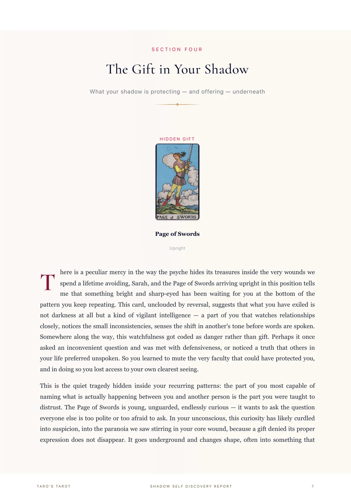 Shadow Self Discovery Report sample inside page