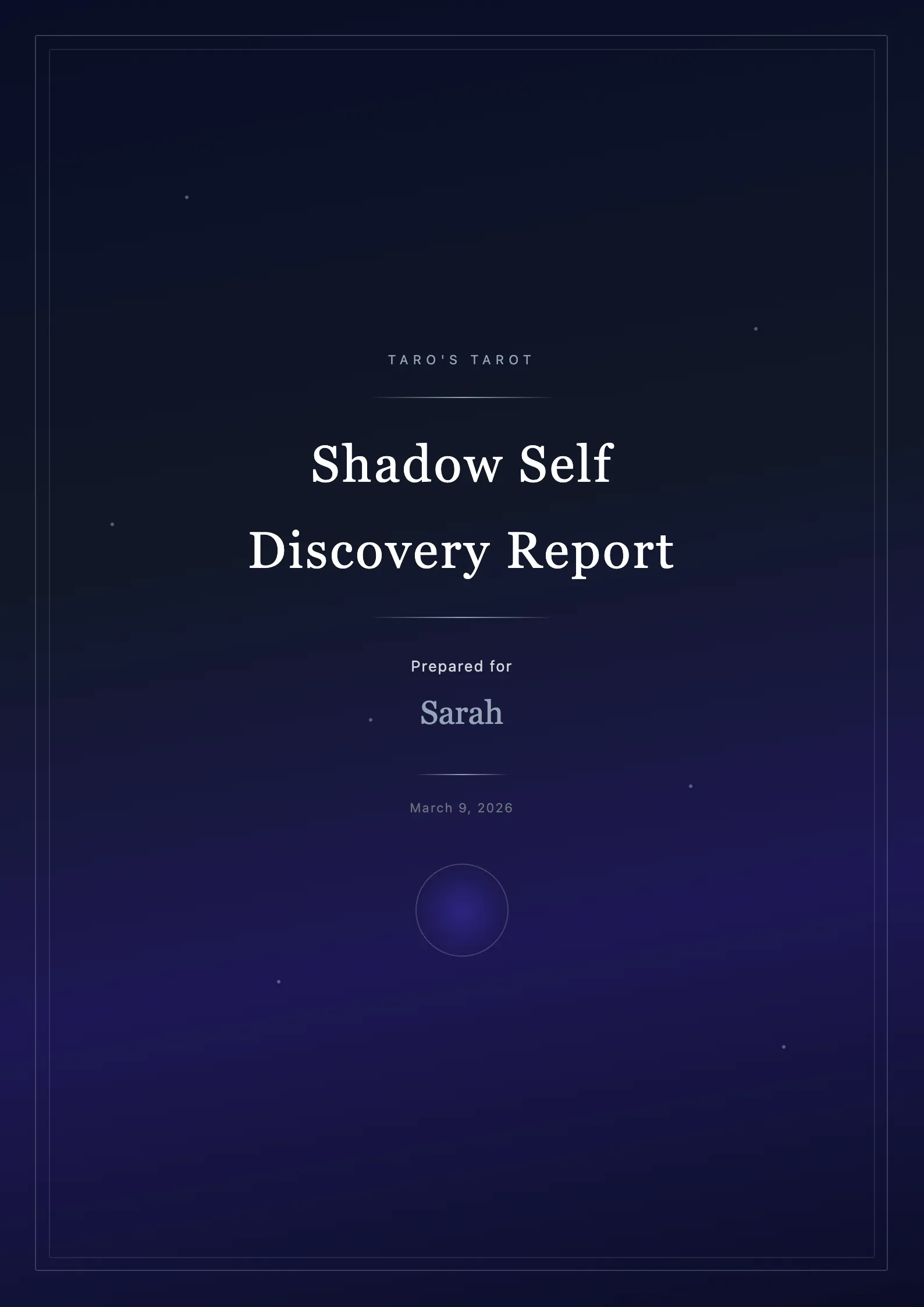 Shadow work report cover page