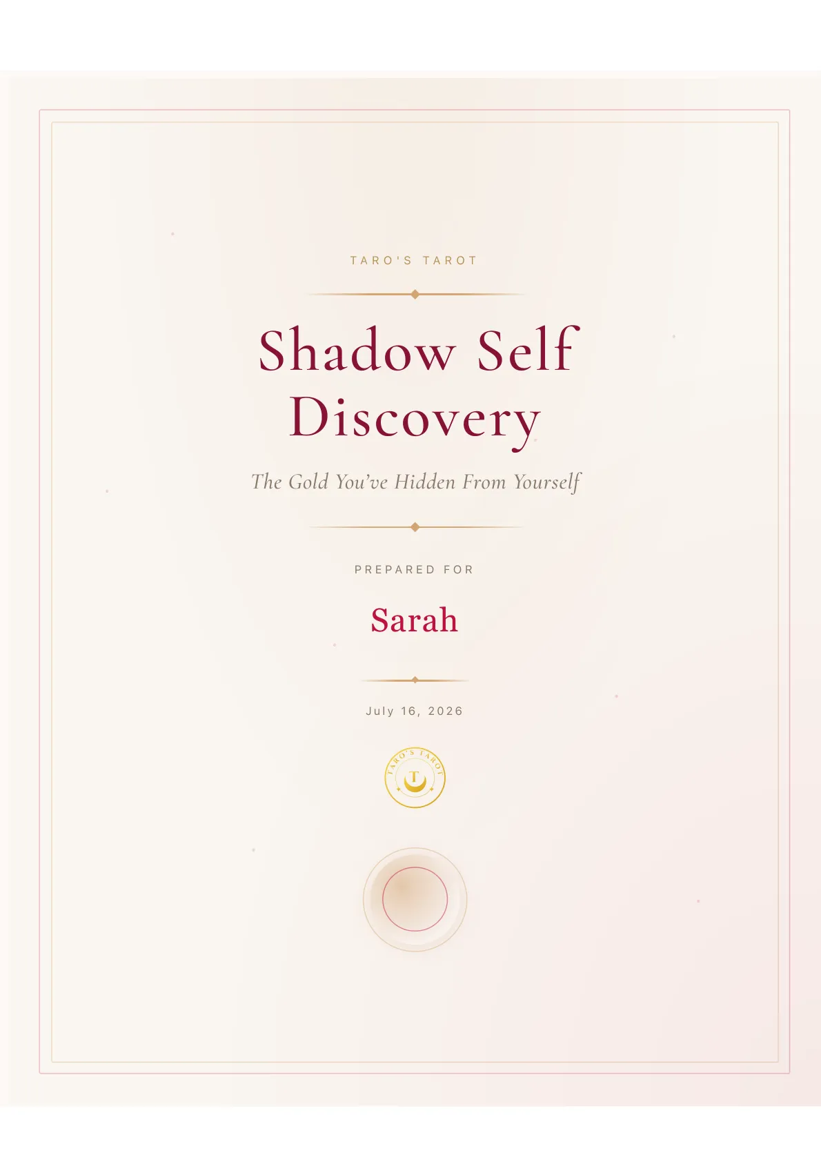 Shadow Self Discovery Report sample cover page