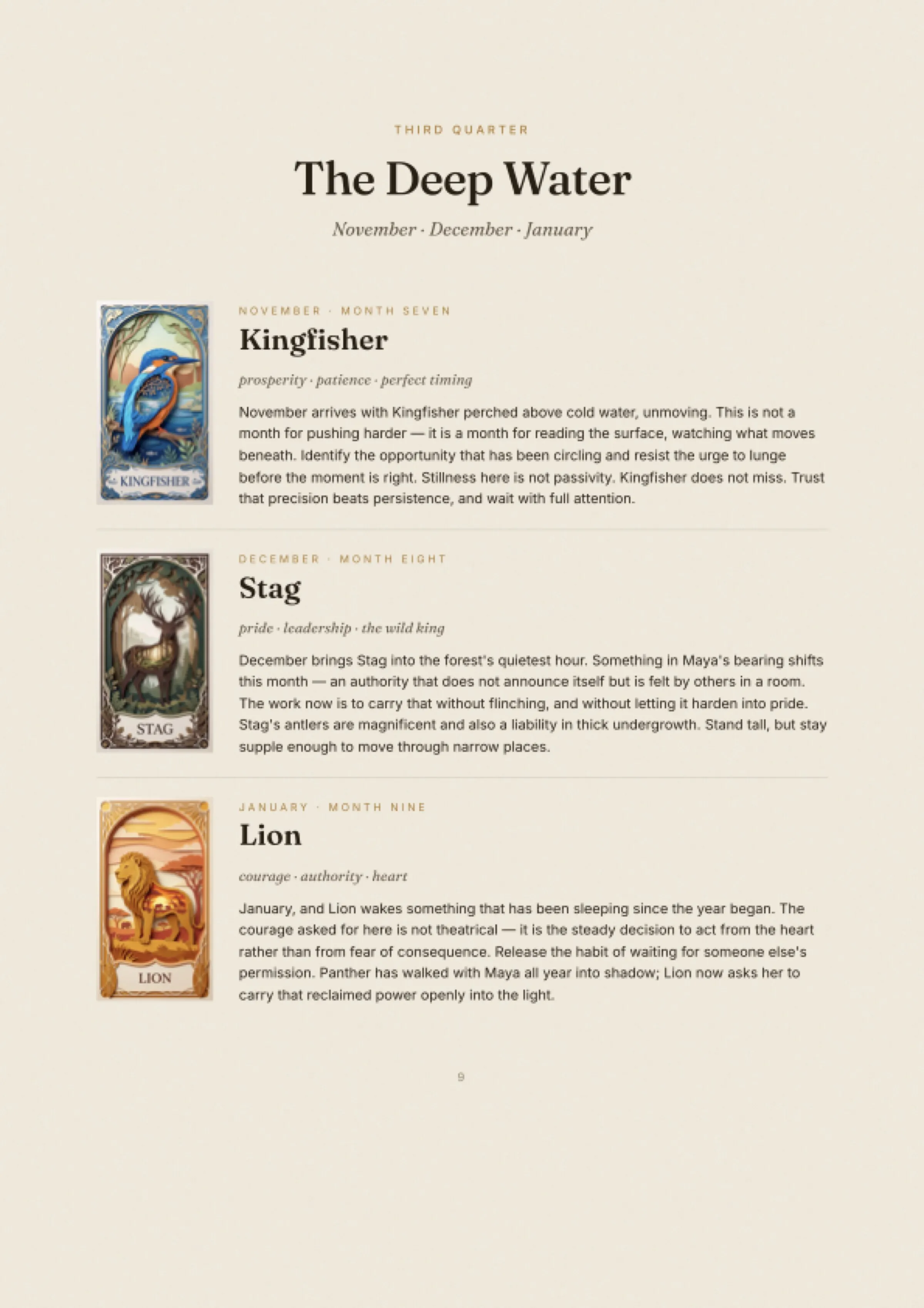 Three monthly readings — November, December, January