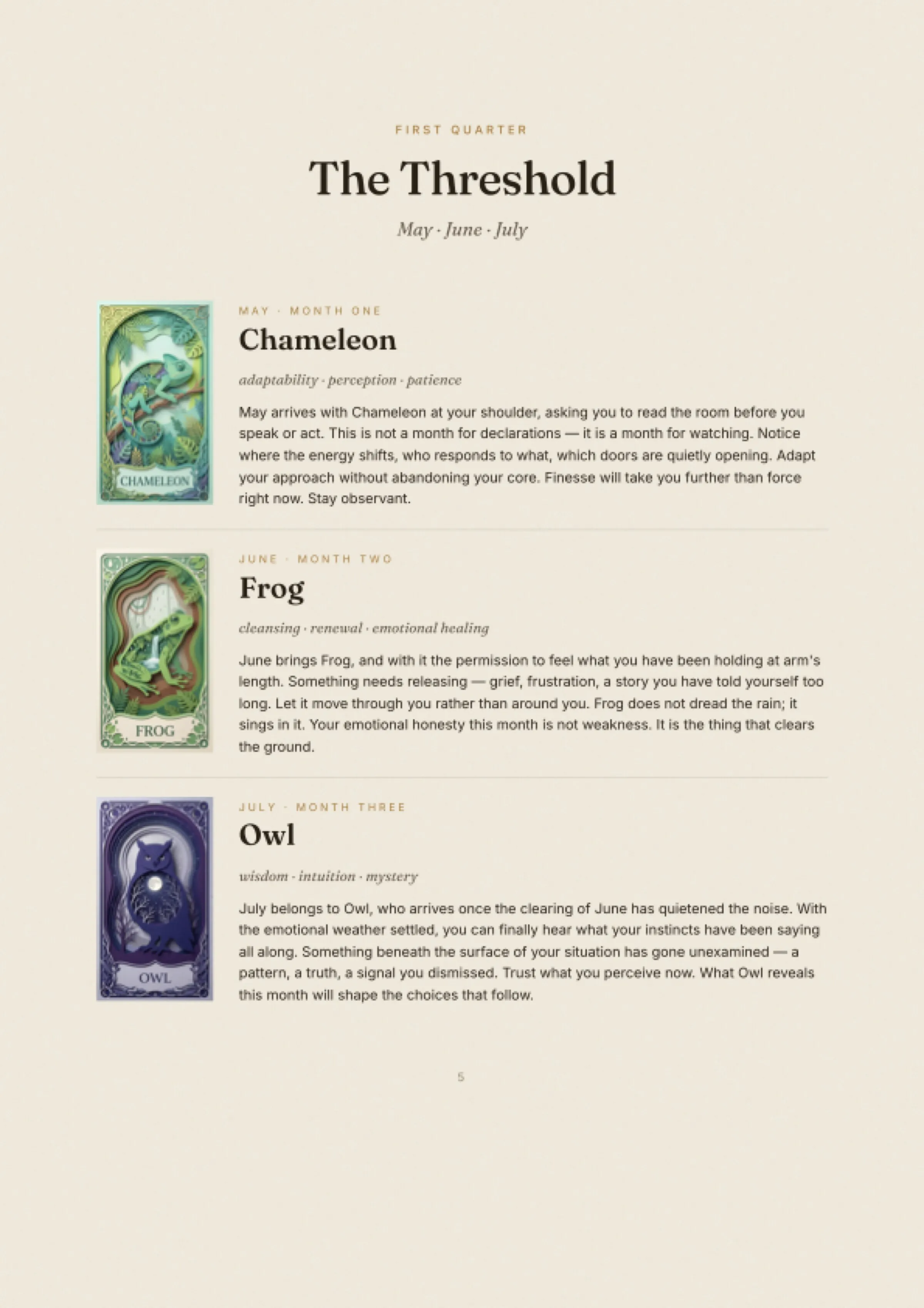 Spirit Animal Year Ahead sample inside page